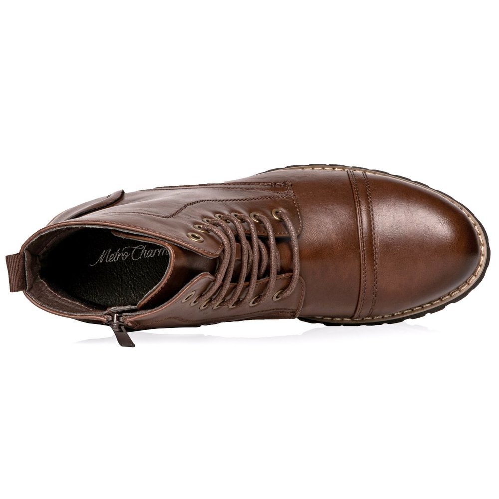 Brown Men's Lace Up Cap Toe Dress Oxford Fashion Casual Boot - Picture 6 of 7